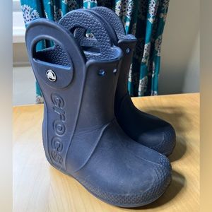 Crocs Handle It Blue Pull On Waterproof Rain Boots Kids